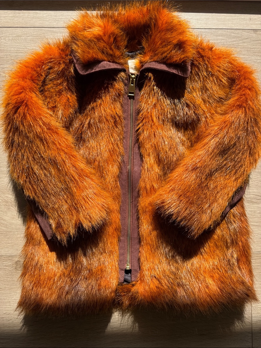 H&M Kids Faux Fur Pea Coat in Bright Orange